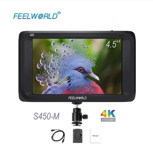 

Feelworld S450-M 4.5 inch Camera Field Monitor HD 1280x800 IPS Screen 3G SDI 4K HDMI Monitor External Display for DSLR Camera