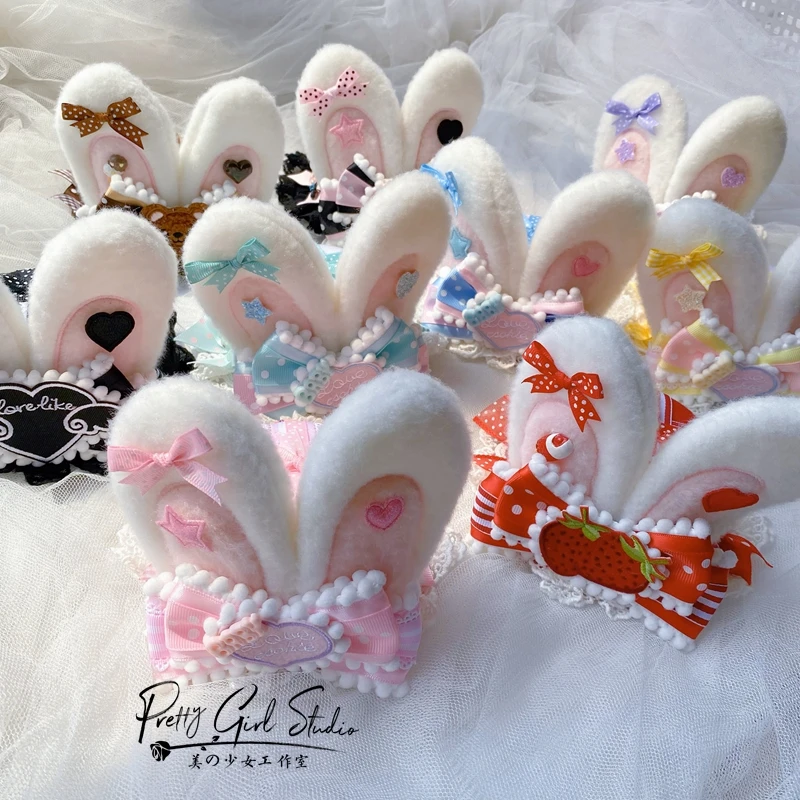 Original Lolita Sweet Rabbit Ears Billycock Hand-Made Headdress women Black Pink Mint Powder Pick Strawberry Blue Cosplay 
Original Lolita Sweet Rabbit Ears Billycock Hand-Made Headdress women Black Pink Mint Powder Pick Strawberry Blue Cosplay