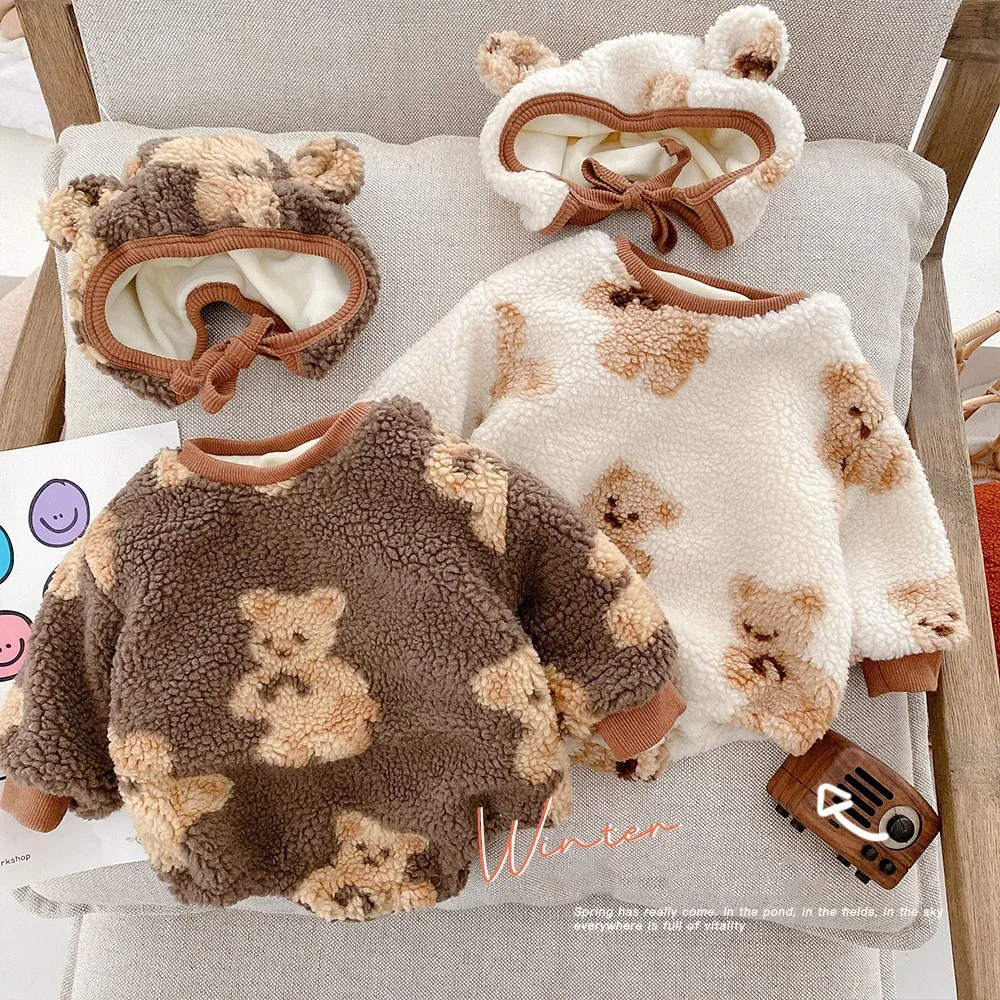 Baby Boys Clothes For Newborns Cartoon Bear Cotton Bodysuit Infant Girls Fleece Jumpsuit Long Sleeve Winter One-piece With Hat
Baby Boys Clothes For Newborns Cartoon Bear Cotton Bodysuit Infant Girls Fleece Jumpsuit Long Sleeve Winter One-piece With Hat