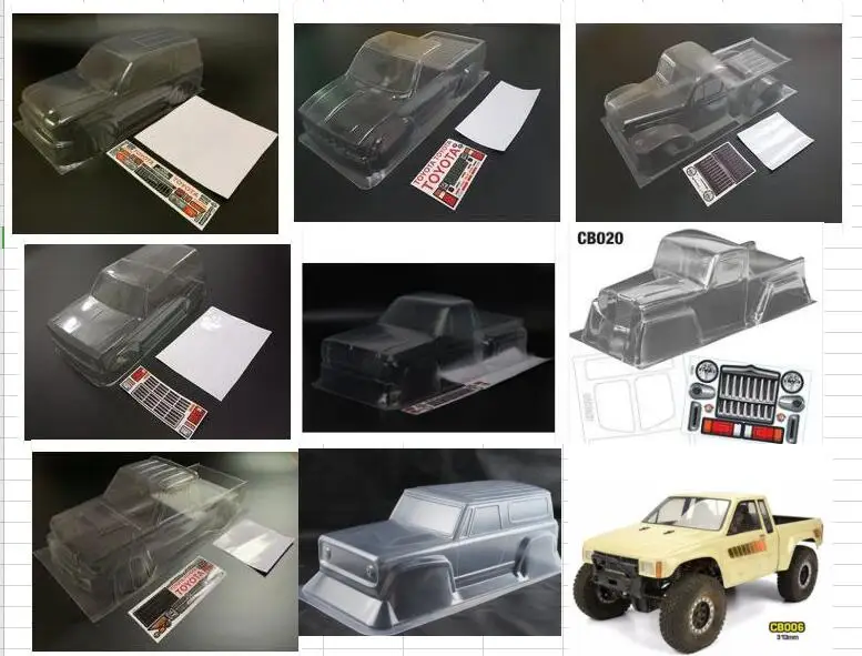 Корпус 313 мм с наклейками наклейки для 1/10 RC Cralwer Tamiya RC8WD YJ Wranger Hilux AXIAL SCX10 TF2 D90 D110 TRX4