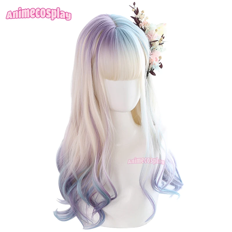 Animecosplay 60cm Blue And Purple Gradient Cream Lolita Wigs Women Long Curly Mixed Color Synthetic Cosplay Hair With Flat Bangs
Animecosplay 60cm Blue And Purple Gradient Cream Lolita Wigs Women Long Curly Mixed Color Synthetic Cosplay Hair With Flat Bangs