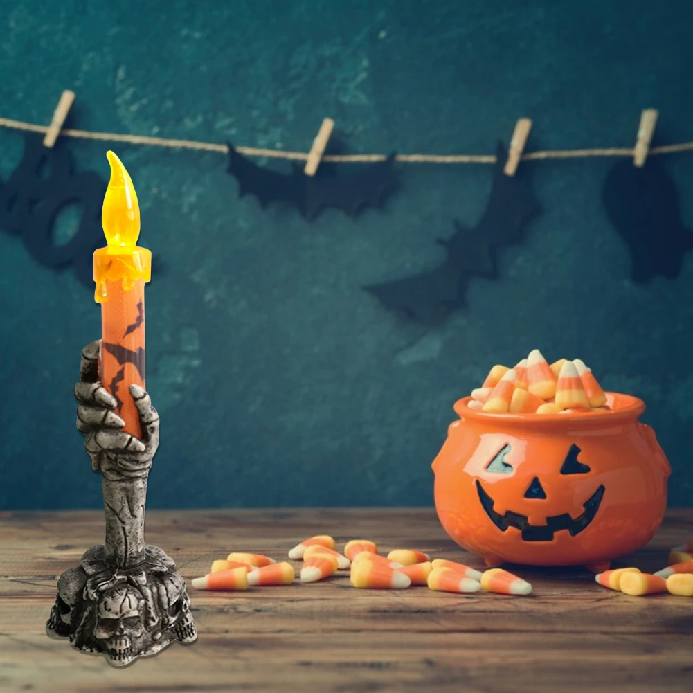 Светодиодный лампы в форме свечи Хэллоуин призрак ручная Светодиодная лампа