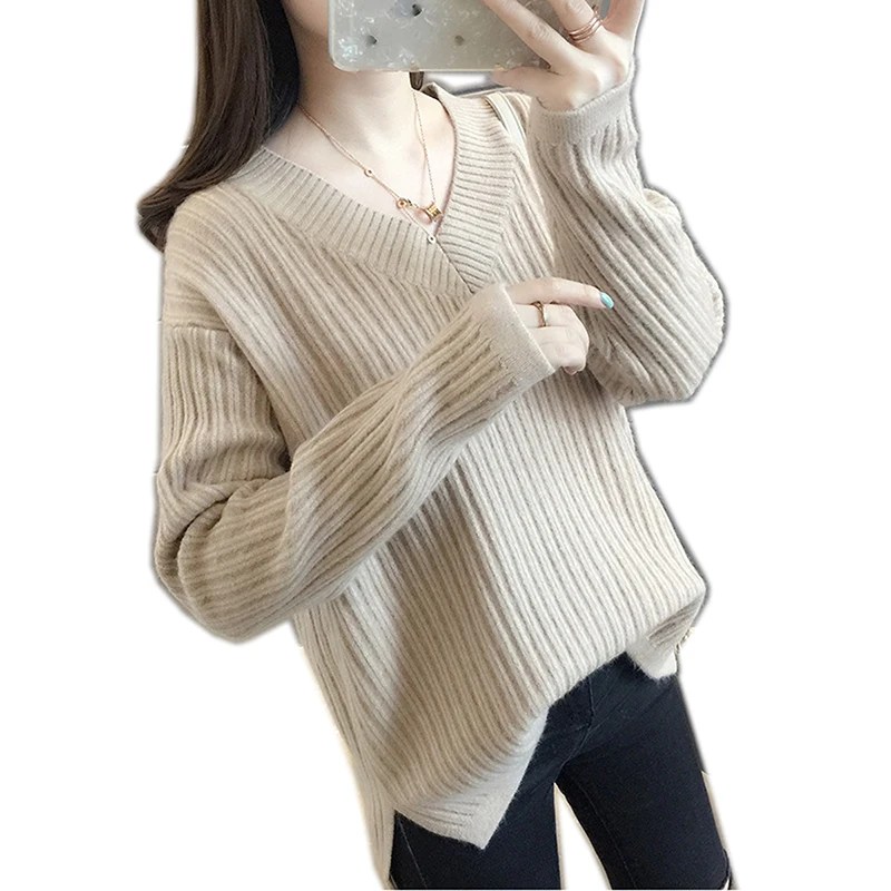 Fashion Ladies Full Sleeve Women Knitting Sweater Solid V-Neck Cashmere Pullover And Jumper Loose Sweater high quality Hot Sale
Fashion Ladies Full Sleeve Women Knitting Sweater Solid V-Neck Cashmere Pullover And Jumper Loose Sweater high quality Hot Sale