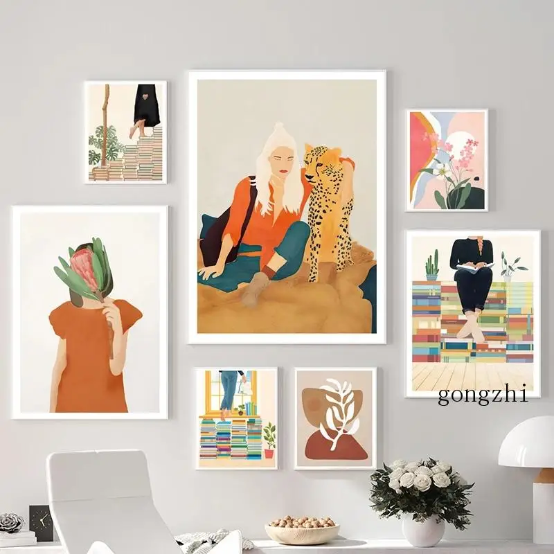 Tropical Monstera Cheetah Reading Girl Abstract Posters Boho Canvas Painting and Prints Wall Art Pictures for Living Room Decor
Tropical Monstera Cheetah Reading Girl Abstract Posters Boho Canvas Painting and Prints Wall Art Pictures for Living Room Decor