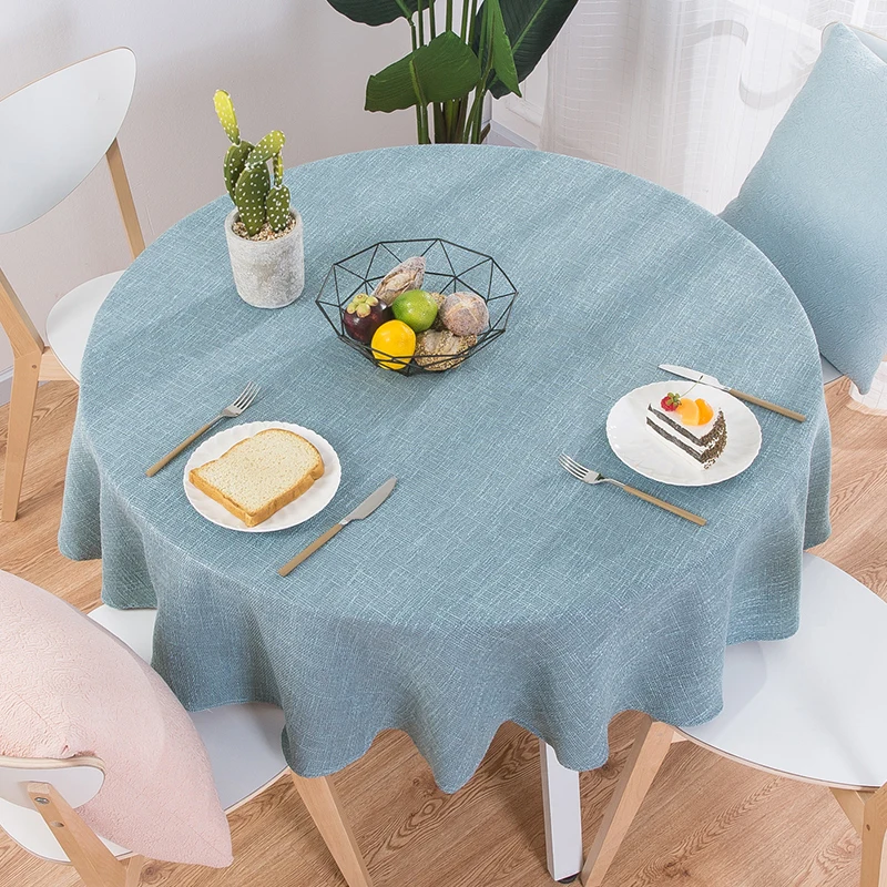 

Toalha de mesa redonda de linho, toalha de mesa de algodão redonda para festa de casamento decoração de cozinha e chá nórdico