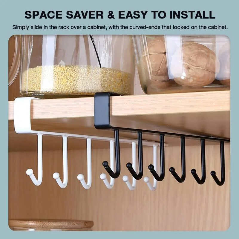1pc Under-Cabinet Hanger Rack 6 Hooks Multi-Use Household Bathroom Hanger Kitchen Organizer Under-Shelf Storage Rack Accessories
1pc Under-Cabinet Hanger Rack 6 Hooks Multi-Use Household Bathroom Hanger Kitchen Organizer Under-Shelf Storage Rack Accessories