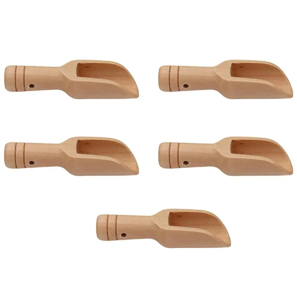 

5Pcs Mini Spoon Natural Wide Application Wood Easy to Hold Eco-friendly Mini Salt Spoon for Home Kitchen Utensils Teaware