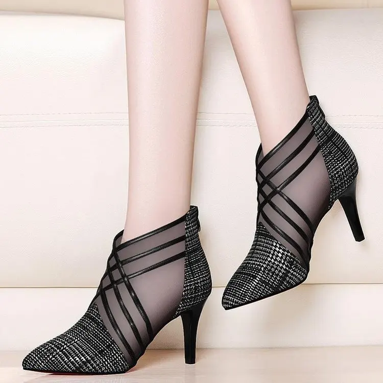 

Lace Crossed Stripe Women Ladies Casual Pointed Toe High Stilettos Heels Pumps Feminine Mujer Sandals Shoes A58