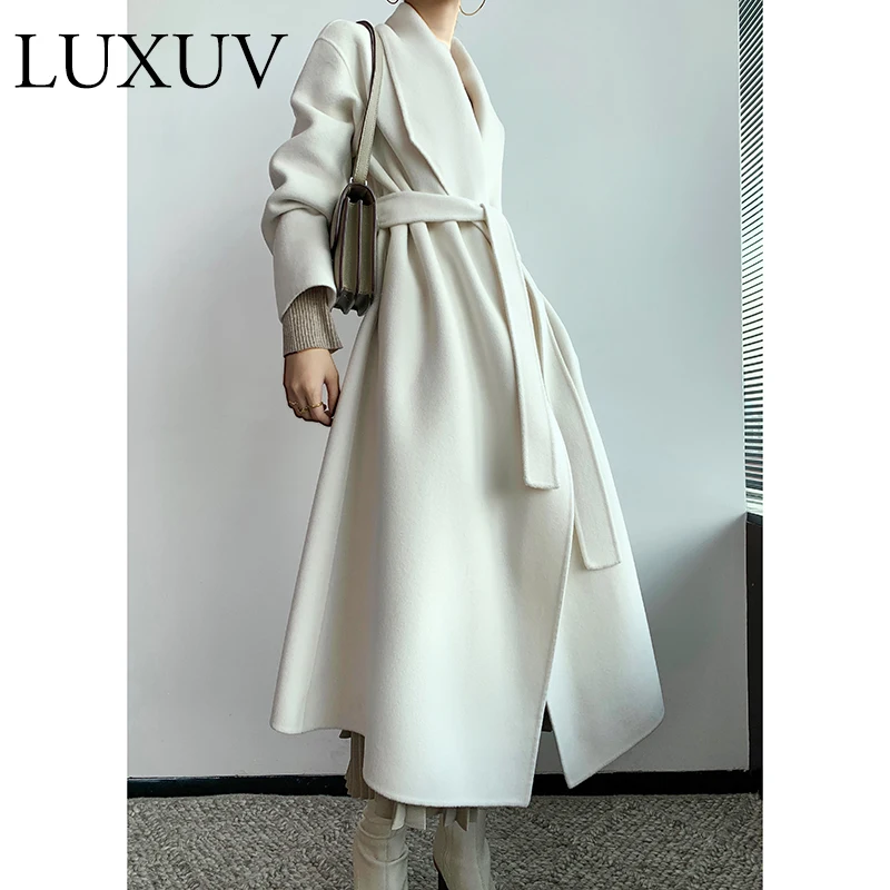 

LUXUV Women's Tweed Winter Jacket Wool Blends Mixtures Trench Coats Overcoat TopCoat Quality Office Outerwear Poncho Autumn