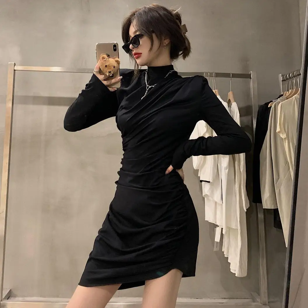 Black small fragrant French fold dress female autumn and winter new style temperament slim ladies waist thin black skirt
Black small fragrant French fold dress female autumn and winter new style temperament slim ladies waist thin black skirt