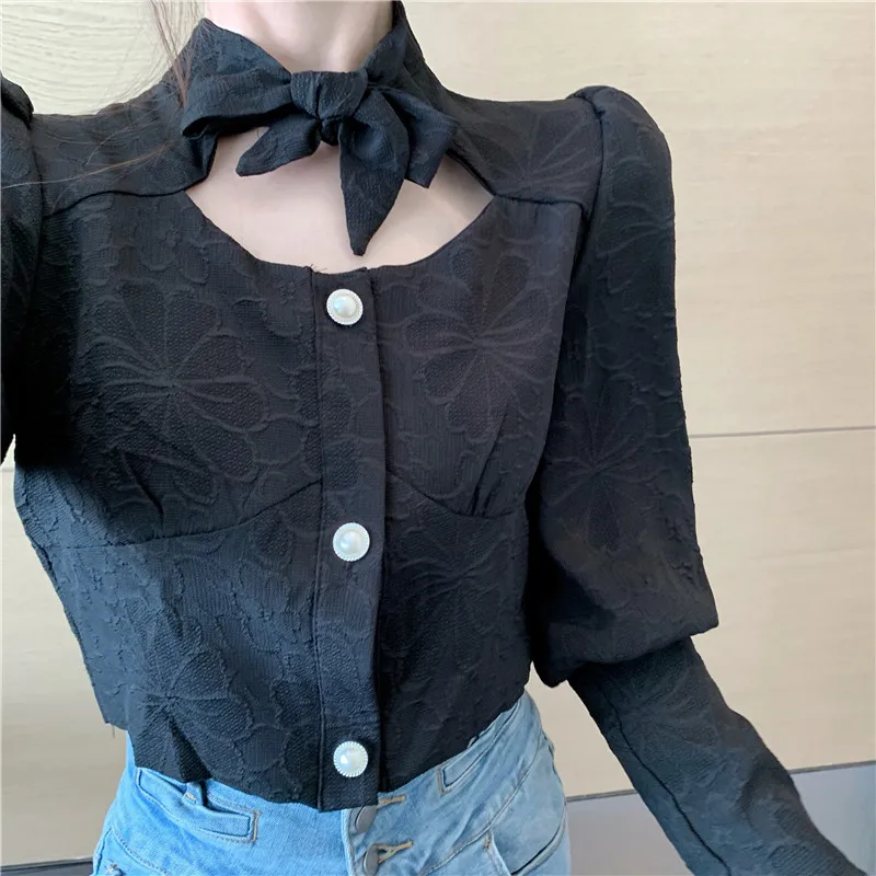 Japan Style White Bow Women Blouse Spring Autumn Chic Hollow Out Lantern Sleeve Chiffon Tops Casual High Street Short Shirt
Japan Style White Bow Women Blouse Spring Autumn Chic Hollow Out Lantern Sleeve Chiffon Tops Casual High Street Short Shirt
