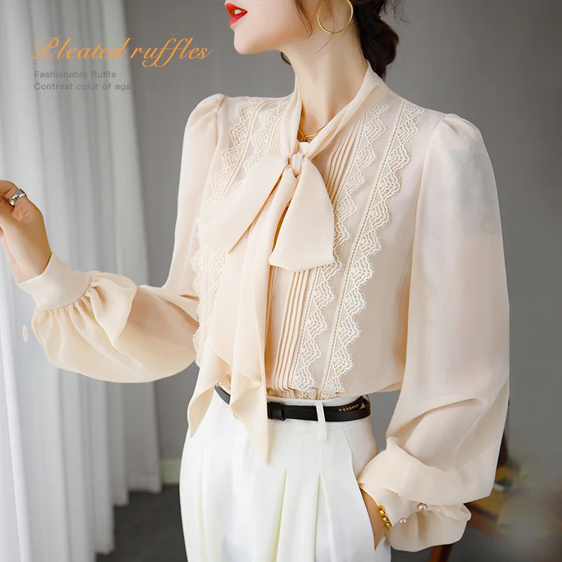 beige bowknot women silk blouse high quality long lantern sleeve oversize sexy fashion casual office dress shirts loose
beige bowknot women silk blouse high quality long lantern sleeve oversize sexy fashion casual office dress shirts loose