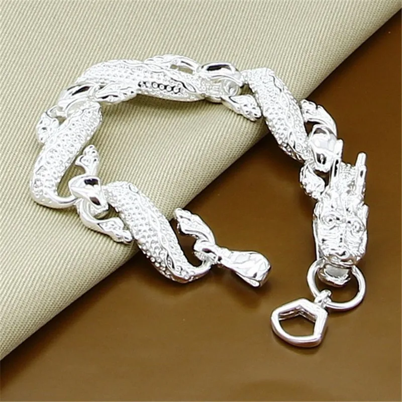 Hip Hop 925 Sterling Silver Bracelet Chinese Dragon Bracelet for Men's Jewelry Gift
Hip Hop 925 Sterling Silver Bracelet Chinese Dragon Bracelet for Men's Jewelry Gift