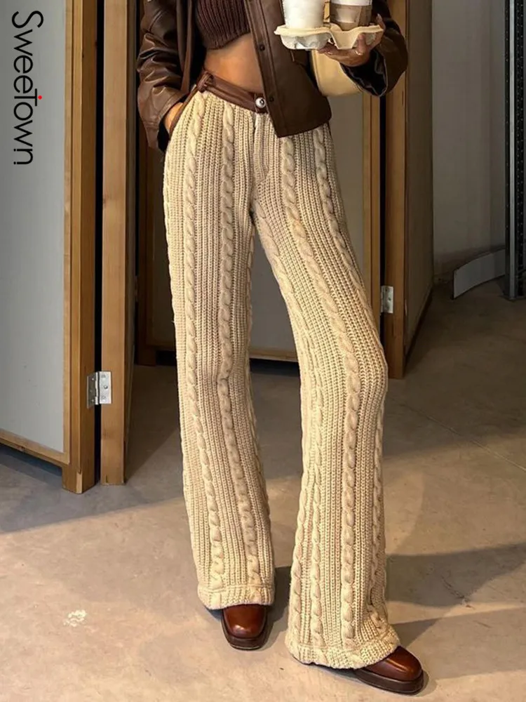 Sweetown Harajuku Knit Warm Winter Woman Pants Contrast Waist Vintage Elegant Wide Leg Trousers Women Korean Fashion Sweatpants
Sweetown Harajuku Knit Warm Winter Woman Pants Contrast Waist Vintage Elegant Wide Leg Trousers Women Korean Fashion Sweatpants