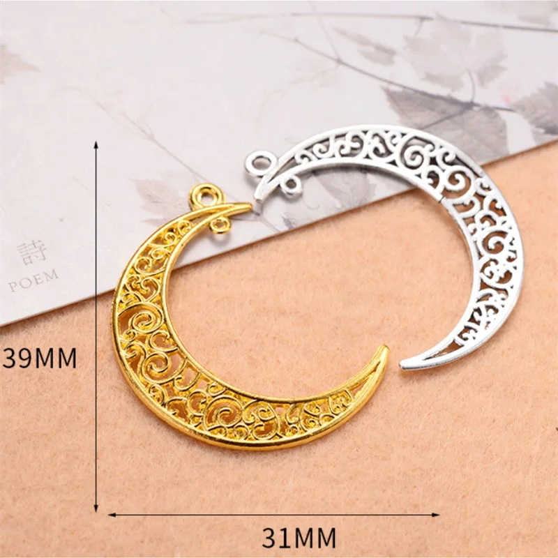 Connectors Pendants Moon Crescent Charms Lune Handmade Hollow Silver Tone Metal Craft Jewelry Making Finding 40mm
Connectors Pendants Moon Crescent Charms Lune Handmade Hollow Silver Tone Metal Craft Jewelry Making Finding 40mm