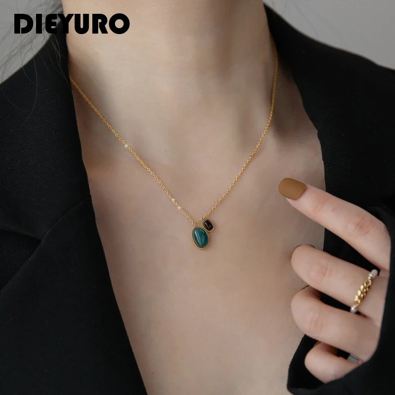 DIEYURO 316L Stainless Steel New Arrival Elegant Green Black Stone Jewelry Set For Women 2021 Trend Charm Christmas Gift Cережки
DIEYURO 316L Stainless Steel New Arrival Elegant Green Black Stone Jewelry Set For Women 2021 Trend Charm Christmas Gift Cережки