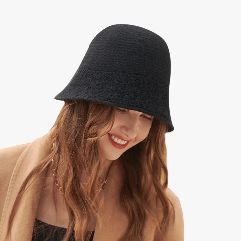 Autumn and Winter Women's Elegant Retro Woolen Hat Metal Buckle Knitted Basin Hat Warm Shade Classic Black Hat
Autumn and Winter Women's Elegant Retro Woolen Hat Metal Buckle Knitted Basin Hat Warm Shade Classic Black Hat