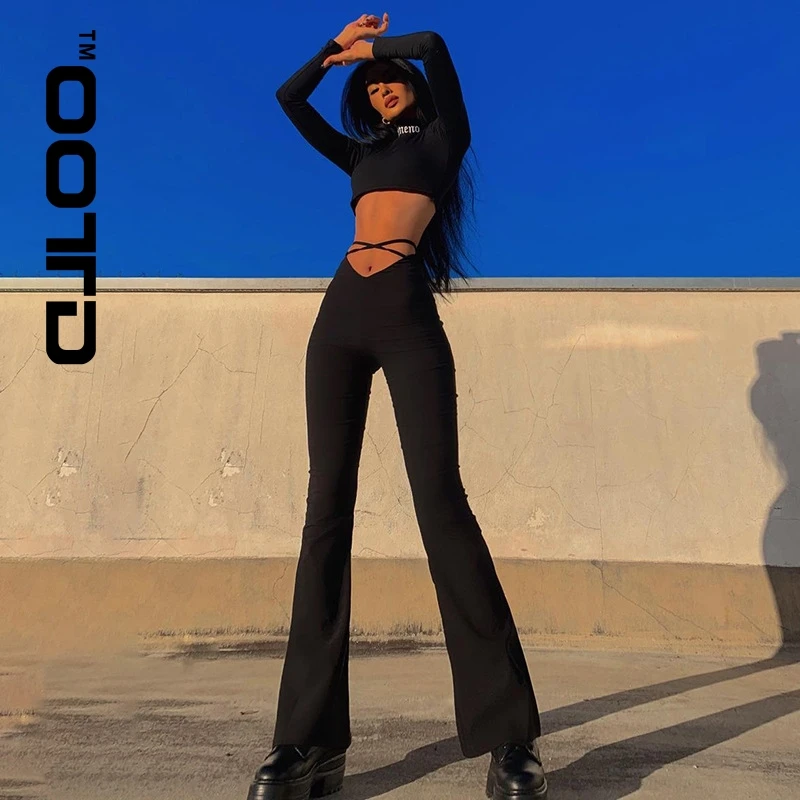 OOTD 2021 Woman Summer Flare Pants Fashion V-shaped Waist Cross Strings Daily Casual Long Pants For Women
OOTD 2021 Woman Summer Flare Pants Fashion V-shaped Waist Cross Strings Daily Casual Long Pants For Women