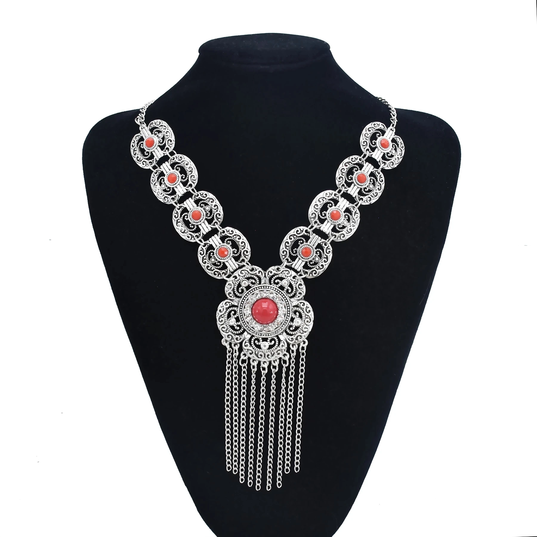 Gypsy Red Blue Stone Vintage Long Tassel Necklaces for Women Boho Turkish Tribal Afghan Hollow Flower Necklace Party Jewelry
Gypsy Red Blue Stone Vintage Long Tassel Necklaces for Women Boho Turkish Tribal Afghan Hollow Flower Necklace Party Jewelry