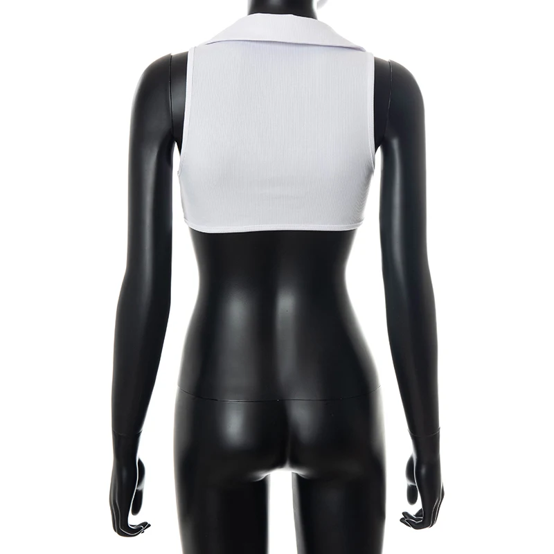 Bomblook Sexy Party Club Women's Solid Y2K Crop Tops Summer 2021 Turn Down Collar Sleevelss Female Tops Streetwears 
Bomblook Sexy Party Club Women's Solid Y2K Crop Tops Summer 2021 Turn Down Collar Sleevelss Female Tops Streetwears