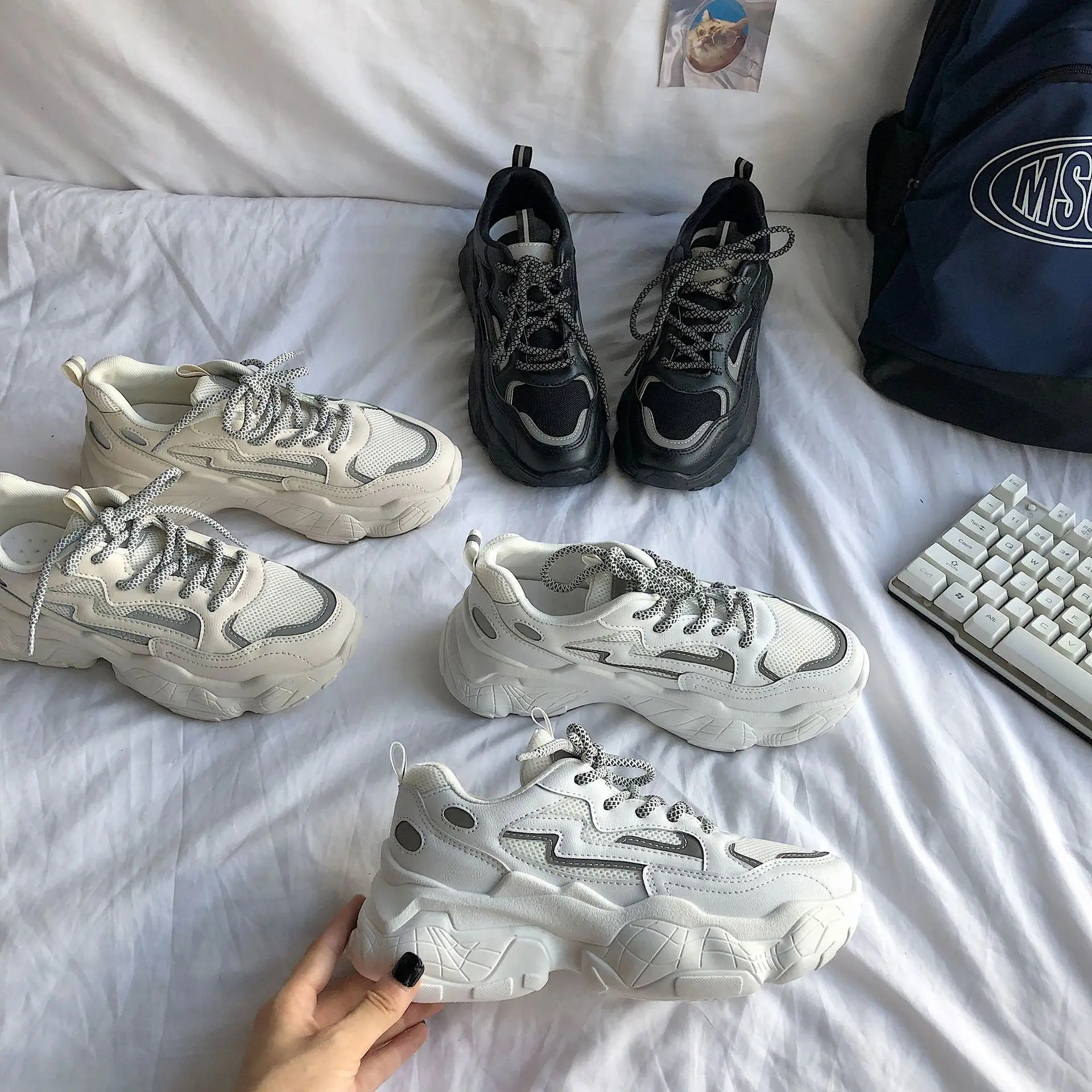 Women Sneakers Dad Chunky Sneakers Mesh Casual Shoes Autumn Reflective Comfortable Breathable White Flats Female Platform Shoes
Women Sneakers Dad Chunky Sneakers Mesh Casual Shoes Autumn Reflective Comfortable Breathable White Flats Female Platform Shoes