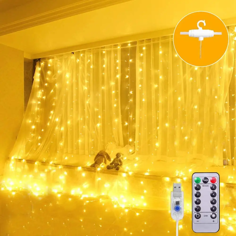 USB DC5V LED Fairy Curtain String Lights 8 Modes Decorative Garland Curtain Lamp for Christmas Home Holiday Wedding Party Decor
USB DC5V LED Fairy Curtain String Lights 8 Modes Decorative Garland Curtain Lamp for Christmas Home Holiday Wedding Party Decor