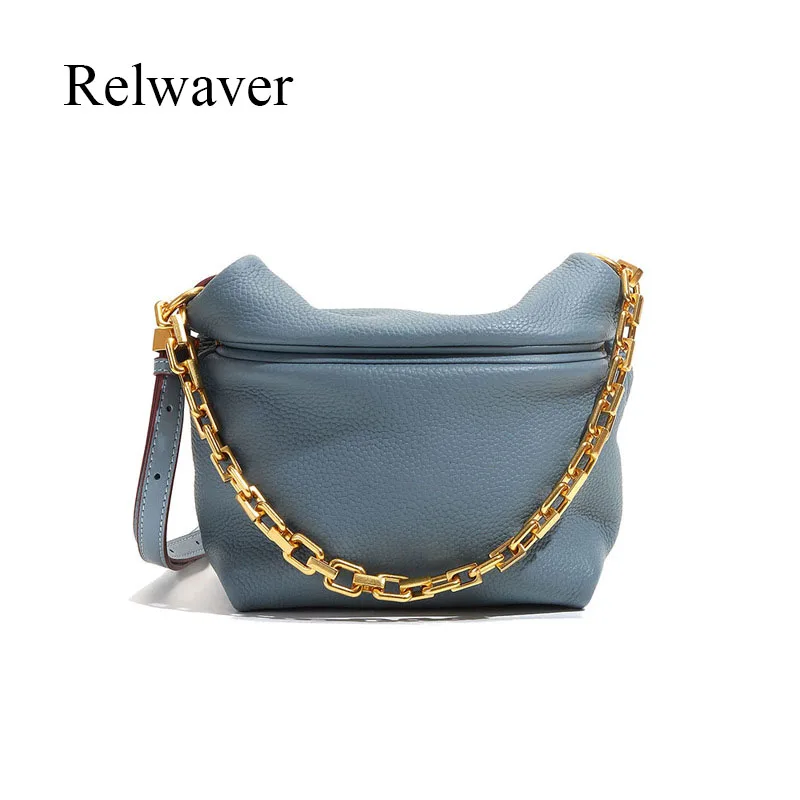 Genuine leather saddle bag chian cow leather underarm shoulder bag niche messenger bag
