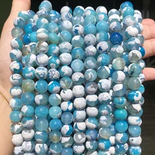 Blue Fire Dragon Agates Natural Stone Beads Round Loose Spacer Bead For Jewelry Making DIY Bracelet Necklace 15Strand 6/8/10mm