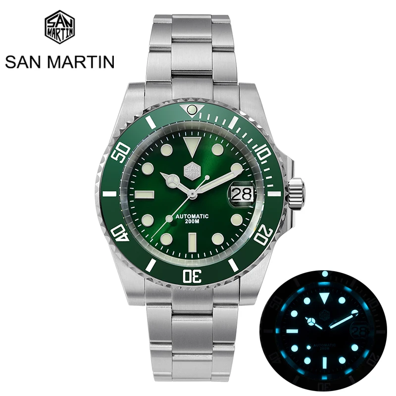 San Martin Sub Mens Watch V2 Water Ghost Dive Automatic Mechanical Watch Luxury Sapphire Date Cyclops 20Bar Waterproof Luminous
San Martin Sub Mens Watch V2 Water Ghost Dive Automatic Mechanical Watch Luxury Sapphire Date Cyclops 20Bar Waterproof Luminous