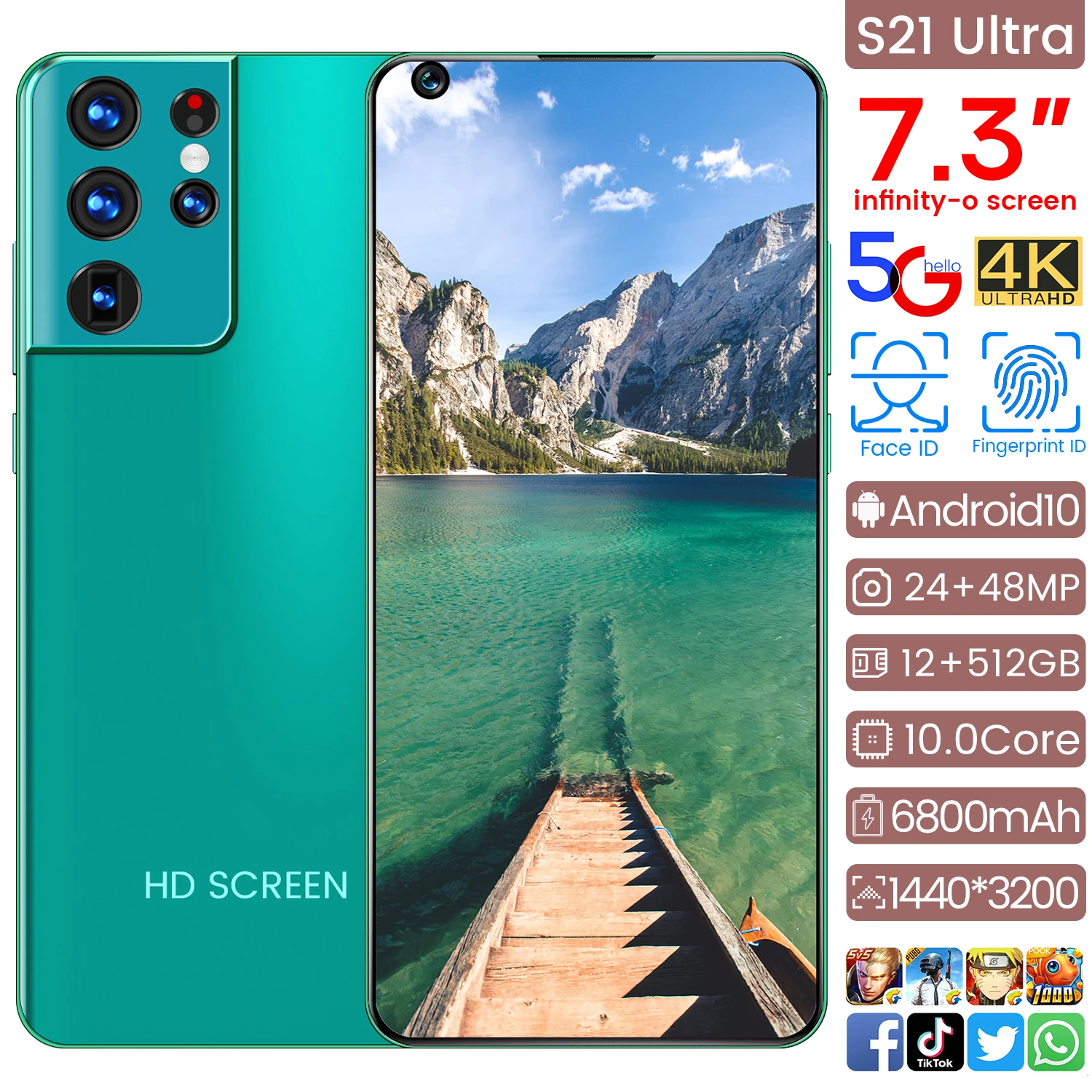 Smartphones Galay S21 Ultra 7.3 Inch Andriod10 512GB ROM 12GB RAM 10 Core Napdragon 888 Dual SIM 6800mAh Global Version Phone
Smartphones Galay S21 Ultra 7.3 Inch Andriod10 512GB ROM 12GB RAM 10 Core Napdragon 888 Dual SIM 6800mAh Global Version Phone