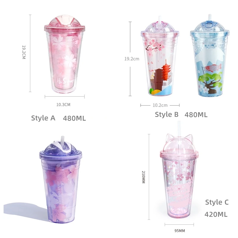 Sakura BPA Free Plastic Cups with Lids and Straw Water Bottle for Drinking Coffee Mug Juice Milk straw cup Hidden Straw Ice Cup
Sakura BPA Free Plastic Cups with Lids and Straw Water Bottle for Drinking Coffee Mug Juice Milk straw cup Hidden Straw Ice Cup