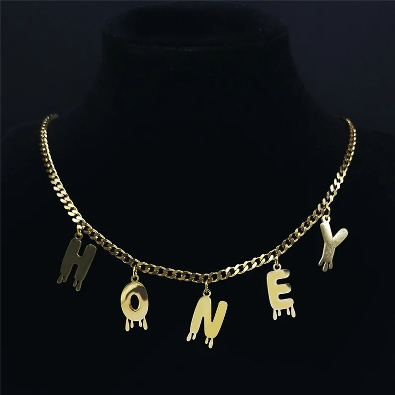 Stainless Steel Love Honey Letter Necklaces Women Gold Color Statement Necklace Jewelry collier acier inoxydable N7003HoneyS01
Stainless Steel Love Honey Letter Necklaces Women Gold Color Statement Necklace Jewelry collier acier inoxydable N7003HoneyS01