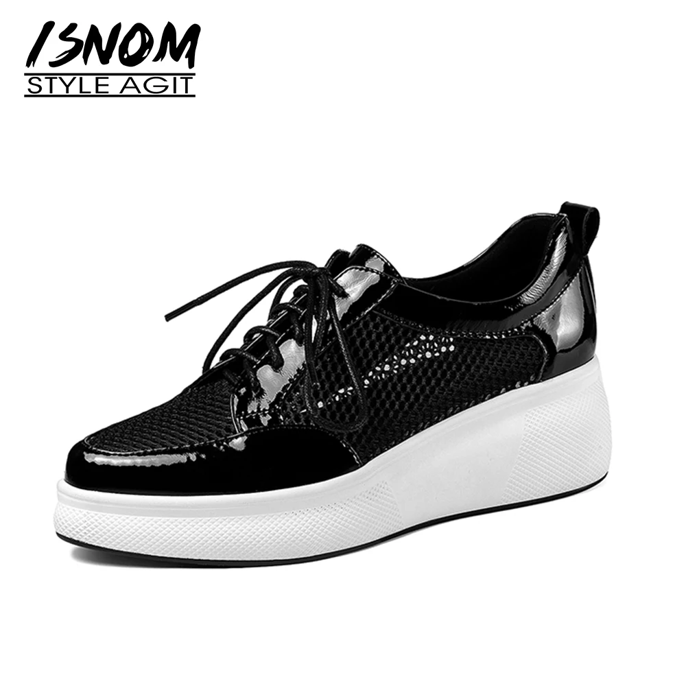 ISNOM 2021 Women Patent Leather Flats Loafers Full Heels Round Toe Hollow Platform Mesh Lady Summer Casual Shoes
ISNOM 2021 Women Patent Leather Flats Loafers Full Heels Round Toe Hollow Platform Mesh Lady Summer Casual Shoes
