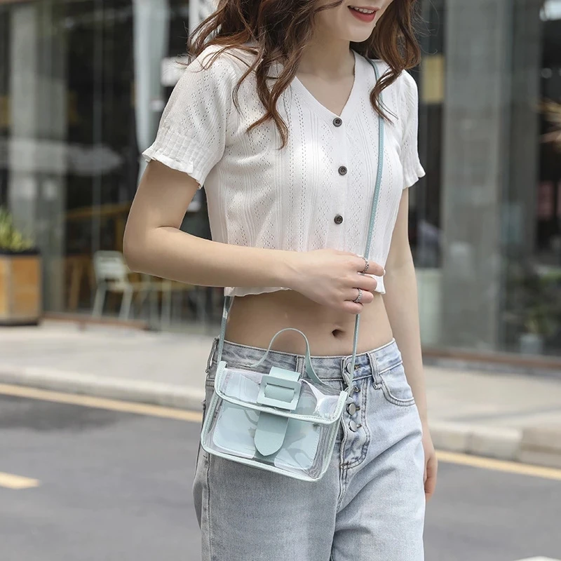 Spring Summer Fashion Women's Transparent Square Sling Bag Cool Pvc Shoulder Bag Messenger Bag Mobile Sweet Lady Bag
Spring Summer Fashion Women's Transparent Square Sling Bag Cool Pvc Shoulder Bag Messenger Bag Mobile Sweet Lady Bag