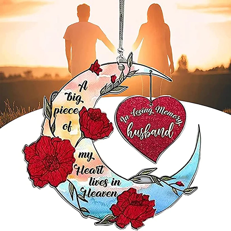 Memorial Husband Hanging Ornament Painted Acrylic Heart Moon Rose Pendant for Bedroom Car Office Decoration SAL99
Memorial Husband Hanging Ornament Painted Acrylic Heart Moon Rose Pendant for Bedroom Car Office Decoration SAL99