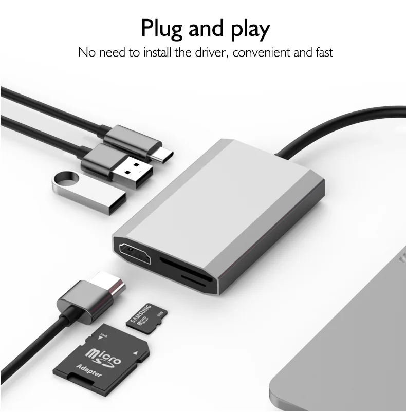 USB 3.1 Type C USB 3.0 To 4K HDTV 2 Port USB 3.0 SD TF Card Reader 5in1 Hub Adapter For Macbook
USB 3.1 Type C USB 3.0 To 4K HDTV 2 Port USB 3.0 SD TF Card Reader 5in1 Hub Adapter For Macbook