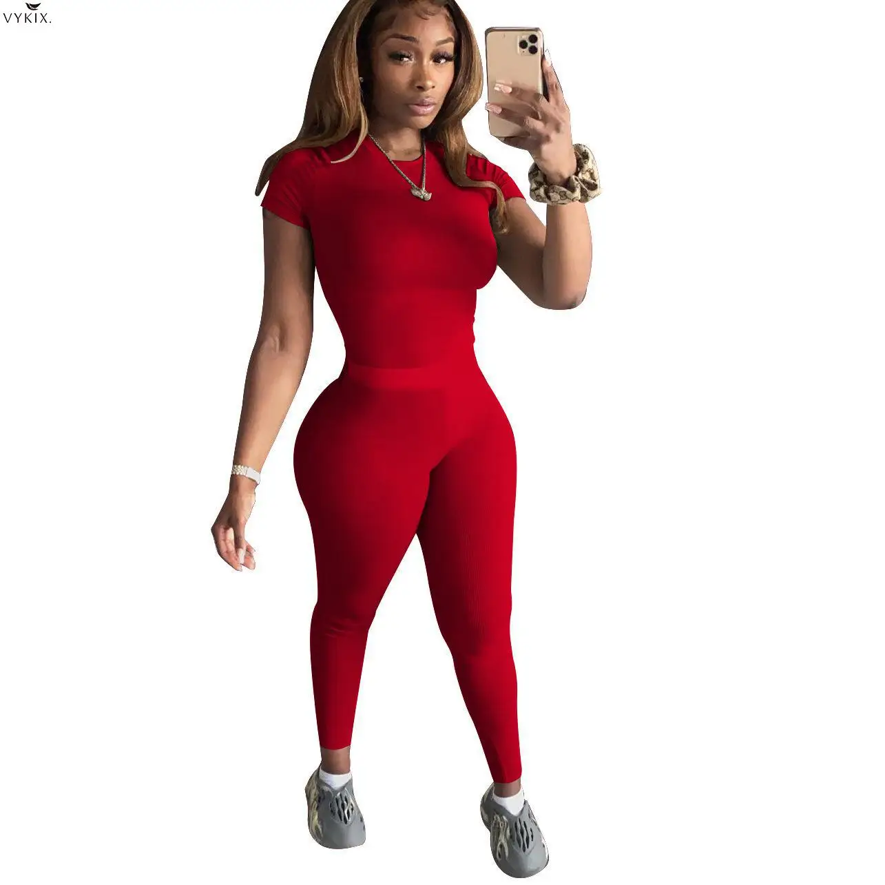 Дешевый Женский однотонный комплект из двух предметов с коротким рукавом и круглым вырезом, Тонкий Топ, спортивные костюмы для активного от... 
Дешевый Женский однотонный комплект из двух предметов с коротким рукавом и круглым вырезом, Тонкий Топ, спортивные костюмы для активного от...