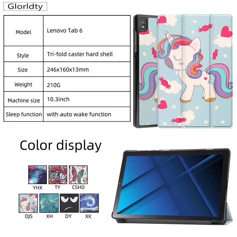 For Lenovo Tab 6 10.3inch Ultra Slim three fold folding cover funda case for Lenovo 2021 Tab6 Auto-Sleep/Wake Smart tablet cover
For Lenovo Tab 6 10.3inch Ultra Slim three fold folding cover funda case for Lenovo 2021 Tab6 Auto-Sleep/Wake Smart tablet cover