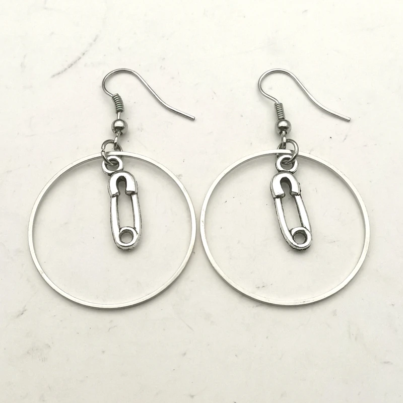 New Safety Pin and Hoop Earrings, Safety Pin Jewelry, Pink Earrings, Punk Jewelry, Punk Pendant Earrings
New Safety Pin and Hoop Earrings, Safety Pin Jewelry, Pink Earrings, Punk Jewelry, Punk Pendant Earrings