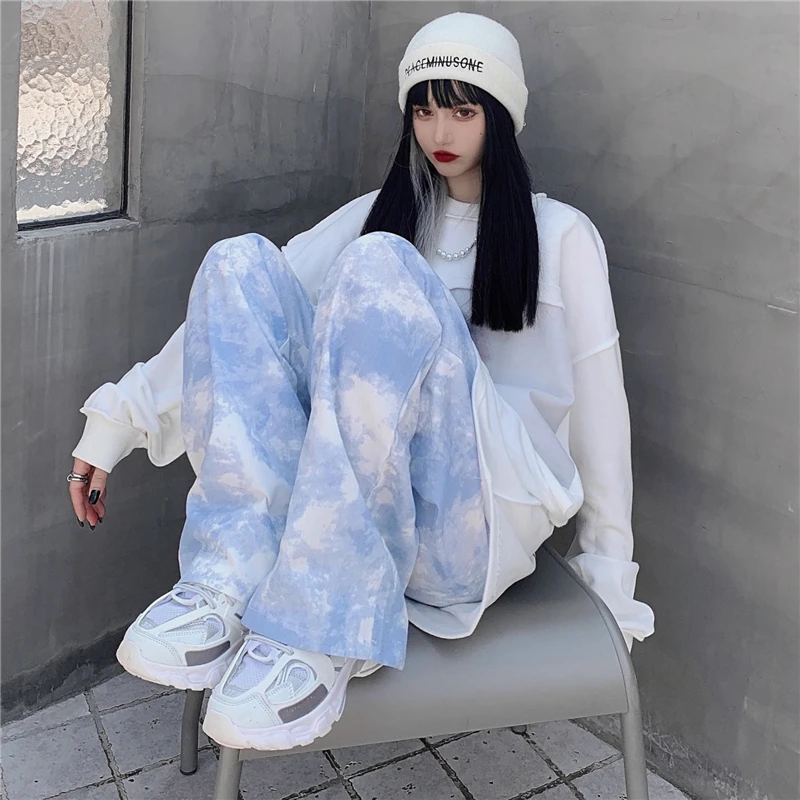 Women's Pants 2021 Summer New Straight Elastic High Waist Streetwear Wide Pants Baggy Tie Dye Fashion Casual Wide Leg Trouser
Women's Pants 2021 Summer New Straight Elastic High Waist Streetwear Wide Pants Baggy Tie Dye Fashion Casual Wide Leg Trouser