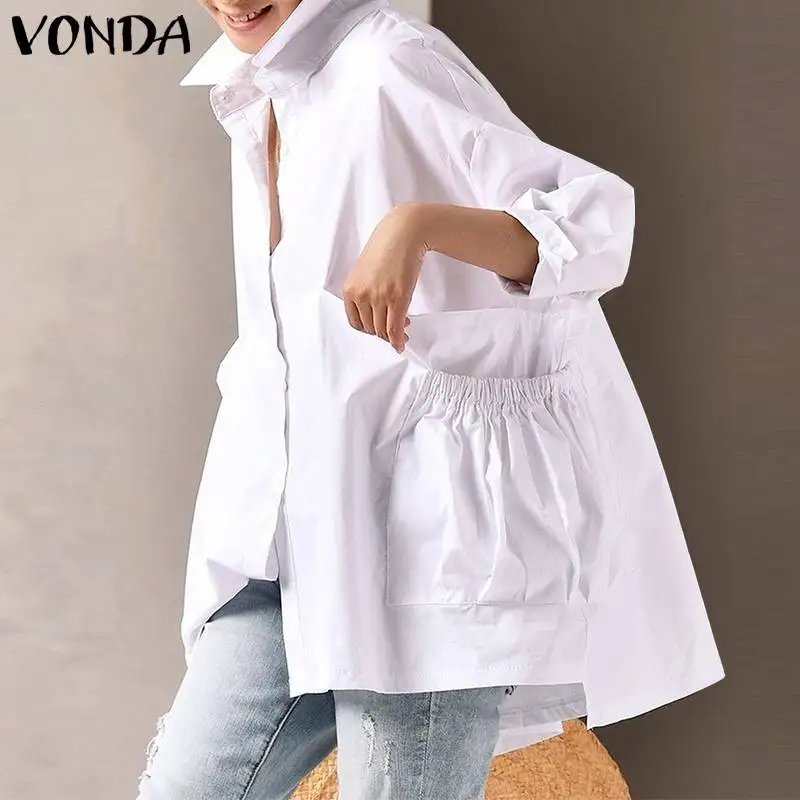 Рубашка VONDA женская с отложным воротником, Элегантная туника с длинным рукавом, повседневная однотонная блузка для вечеринок, осень 2022
Рубашка VONDA женская с отложным воротником, Элегантная туника с длинным рукавом, повседневная однотонная блузка для вечеринок, осень 2022