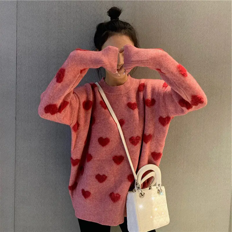Autumn and winter sweet heart tops women's all-match outer wear inner sweater 2020 new loose lazy style pullover sweater
Autumn and winter sweet heart tops women's all-match outer wear inner sweater 2020 new loose lazy style pullover sweater