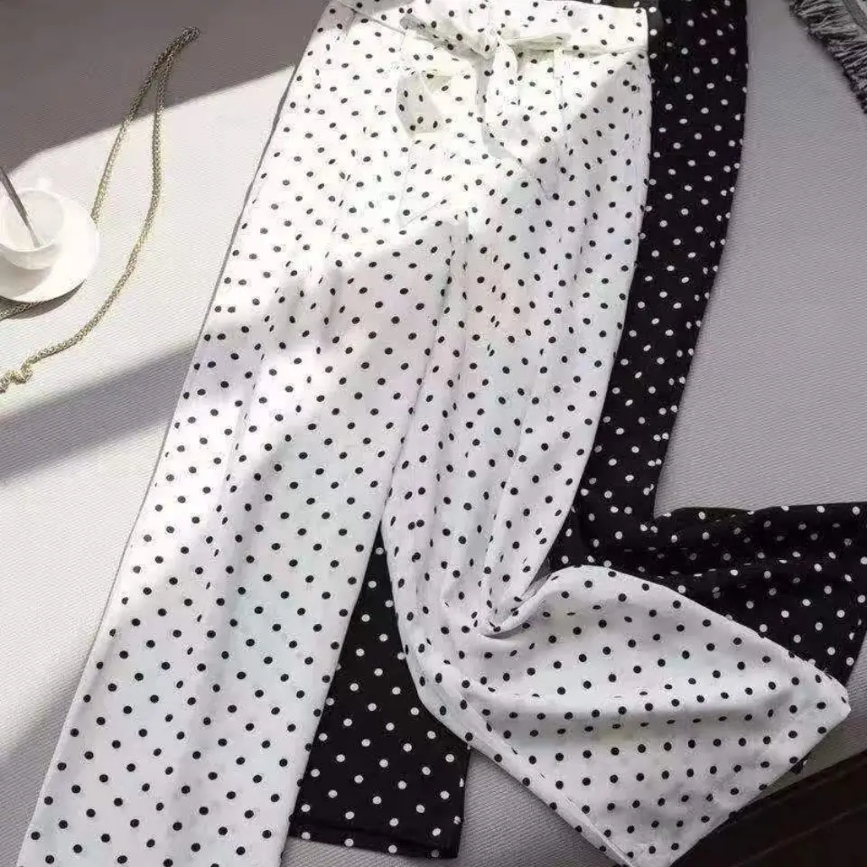 High waist wave point wide leg pants women's summer 2021 new loose and vertical leisure Chiffon pants
High waist wave point wide leg pants women's summer 2021 new loose and vertical leisure Chiffon pants