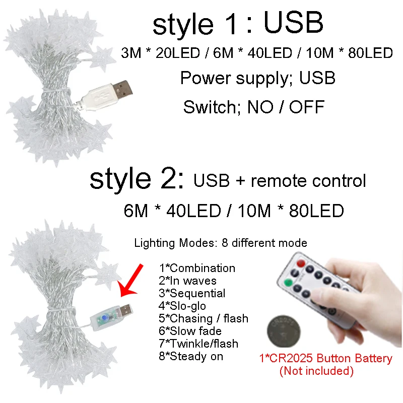 10M 6M LED Christmas Star String Fairy Lights Battery/USB Remote Indoor/Outdoor Garlands For Home Wedding Party New Year Decor
10M 6M LED Christmas Star String Fairy Lights Battery/USB Remote Indoor/Outdoor Garlands For Home Wedding Party New Year Decor
