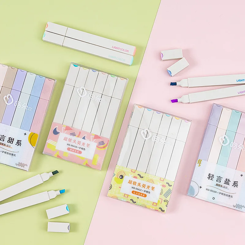 Light Color 6Pcs/set Highlighter Soft Tip Art Draw Marker Pens Kawaii Cute Highlighters Set Student School Office Stationery
Light Color 6Pcs/set Highlighter Soft Tip Art Draw Marker Pens Kawaii Cute Highlighters Set Student School Office Stationery