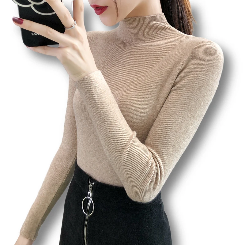 Solid Turtleneck Knitted Women Sweater And Pullovers Long-Sleeved Slim Elastic All Match Buttoming Female Pulls Outwear Tops
Solid Turtleneck Knitted Women Sweater And Pullovers Long-Sleeved Slim Elastic All Match Buttoming Female Pulls Outwear Tops