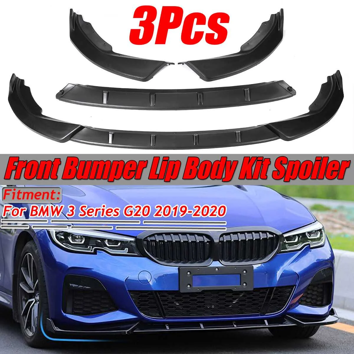Matte Black G20 3PCS Car Front Bumper Lip Splitter Diffuser Spoiler Protector Cover Trim Body Kit For BMW 3 Series G20 2019-2020
Matte Black G20 3PCS Car Front Bumper Lip Splitter Diffuser Spoiler Protector Cover Trim Body Kit For BMW 3 Series G20 2019-2020