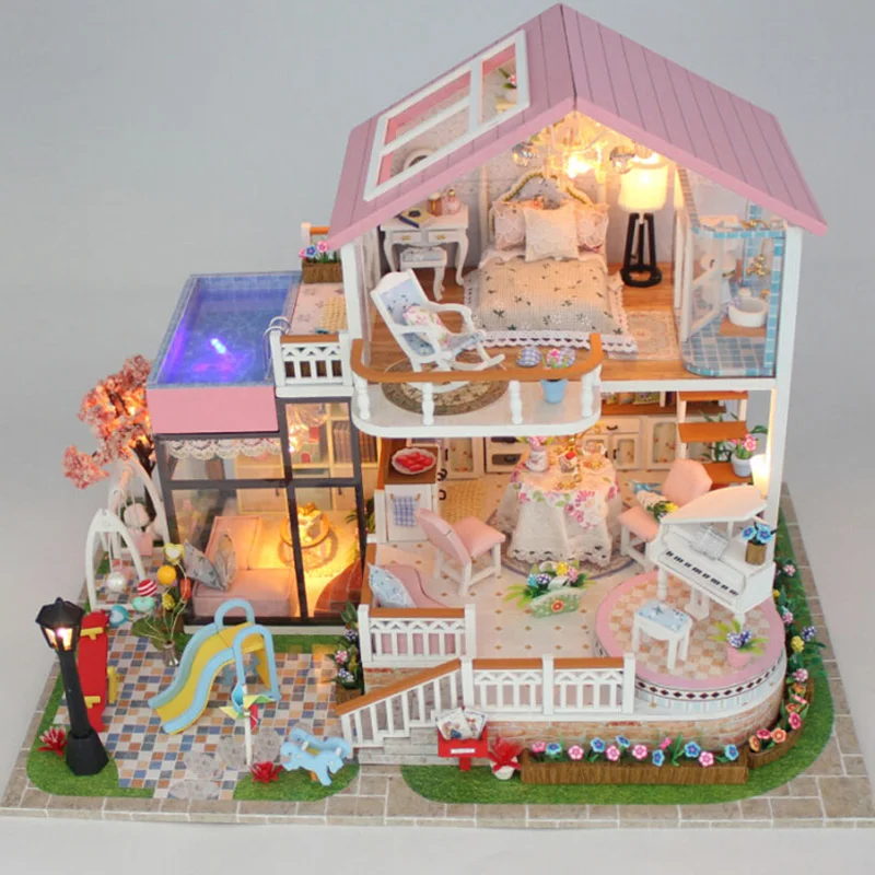 Luxury Sweet Villa Furniture Dollhouse Miniature Diy Kit Remote Control Led Lights Wooden Toy Dolls House Christmas Gift
Luxury Sweet Villa Furniture Dollhouse Miniature Diy Kit Remote Control Led Lights Wooden Toy Dolls House Christmas Gift