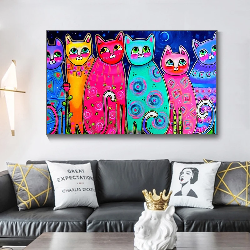 Modern Canvas Art Colorful Cartoon Cat Posters Picture Canvas Paintings Nordic Pop Art Wall Pictures for Kids Bedroom Room Decor
Modern Canvas Art Colorful Cartoon Cat Posters Picture Canvas Paintings Nordic Pop Art Wall Pictures for Kids Bedroom Room Decor