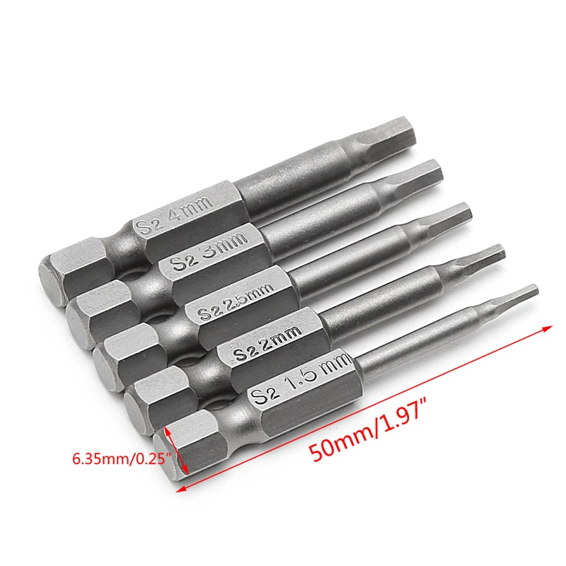 WSND 5 Pcs Magnetic Hexagon Screwdriver S2 Steel 1/4" Hex Shank 50mm Power Drill Bit 
WSND 5 Pcs Magnetic Hexagon Screwdriver S2 Steel 1/4" Hex Shank 50mm Power Drill Bit